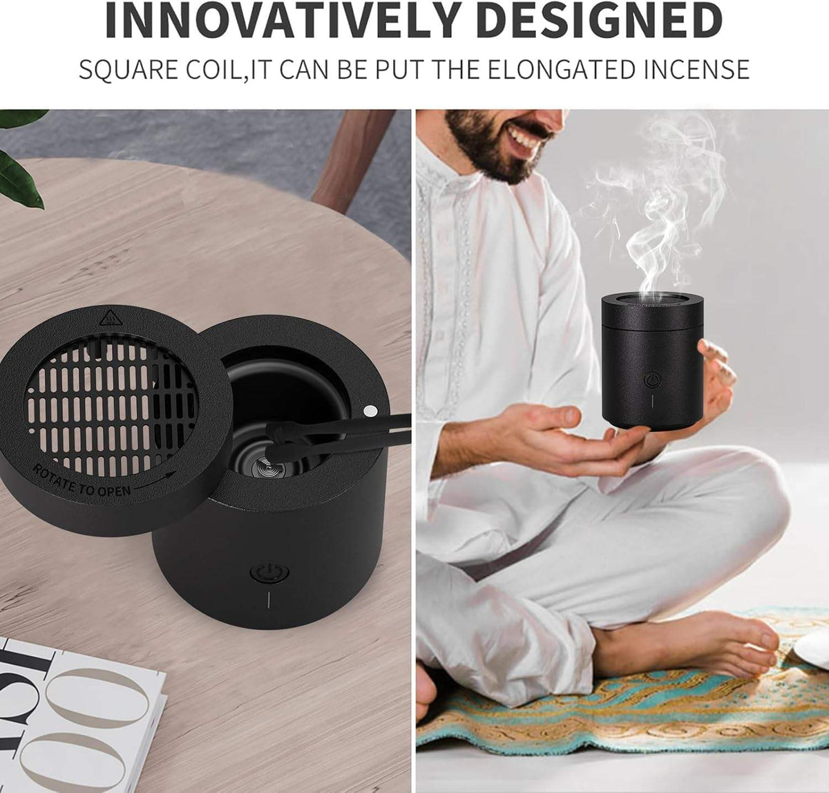 Rotating Flip Lid Electric Bakhoor Burner – Modern Fragrance Experience