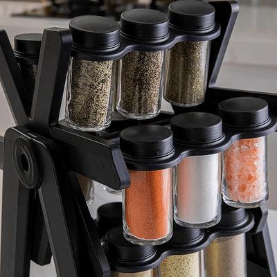 18 Jar Rotating Spice Rack – رف توابل دوار مع 18 برطمانًا