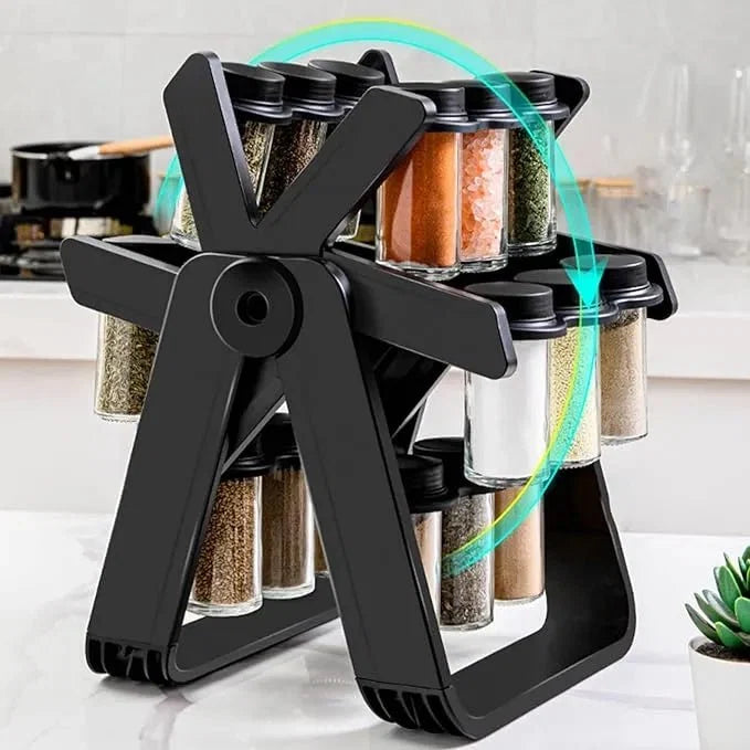 18 Jar Rotating Spice Rack – رف توابل دوار مع 18 برطمانًا
