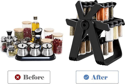 18 Jar Rotating Spice Rack – رف توابل دوار مع 18 برطمانًا