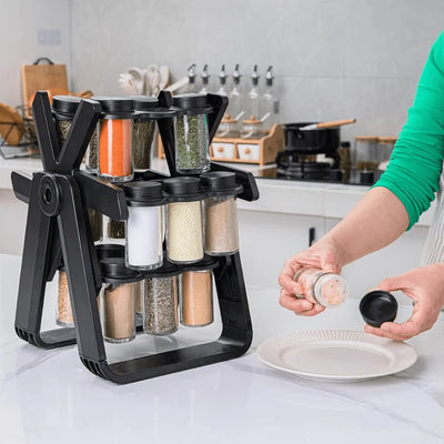 18 Jar Rotating Spice Rack – رف توابل دوار مع 18 برطمانًا