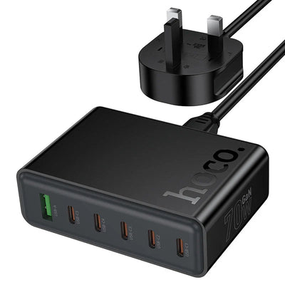 HOCO 6-in-1 Fast Charging Hub 70W – موزع شحن سريع 6 في 1 بقوة 70 واط