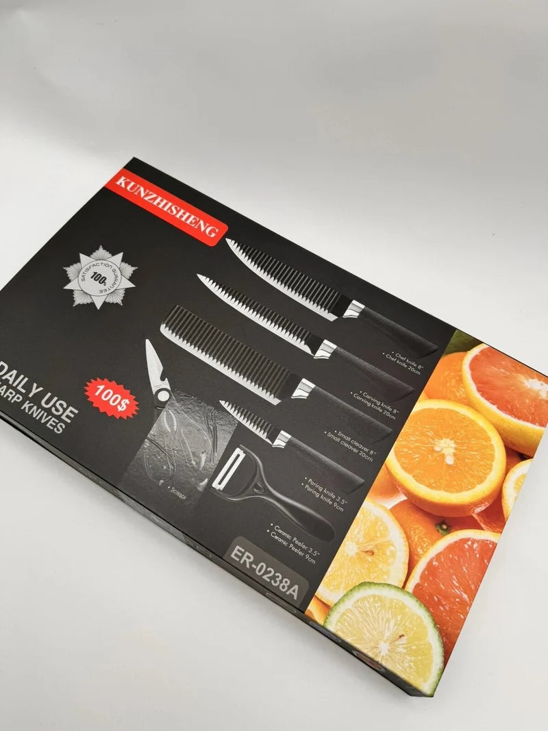KUNZHISHENG 6-Piece Kitchen Knife Set – طقم سكاكين مطبخ من 6 قطع