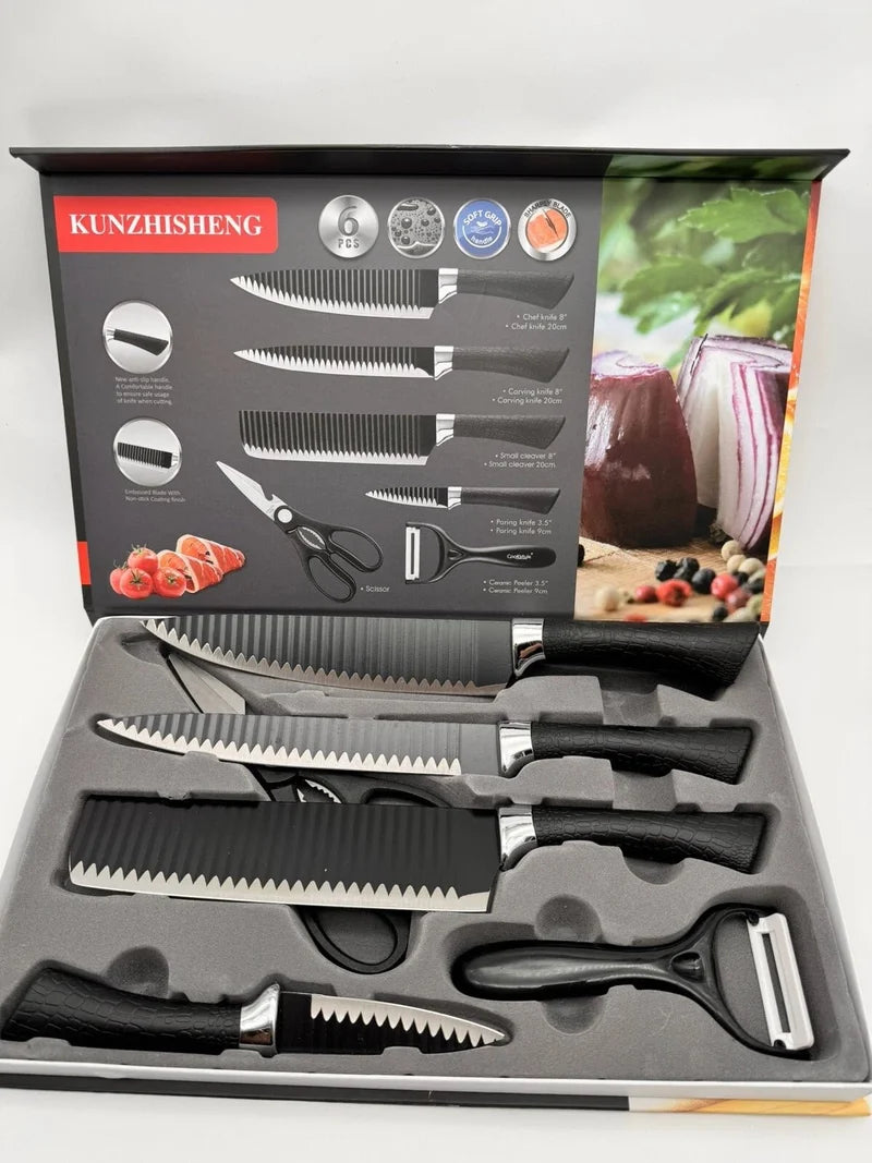 KUNZHISHENG 6-Piece Kitchen Knife Set – طقم سكاكين مطبخ من 6 قطع